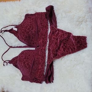 Pink marron velvet bralette size medium
